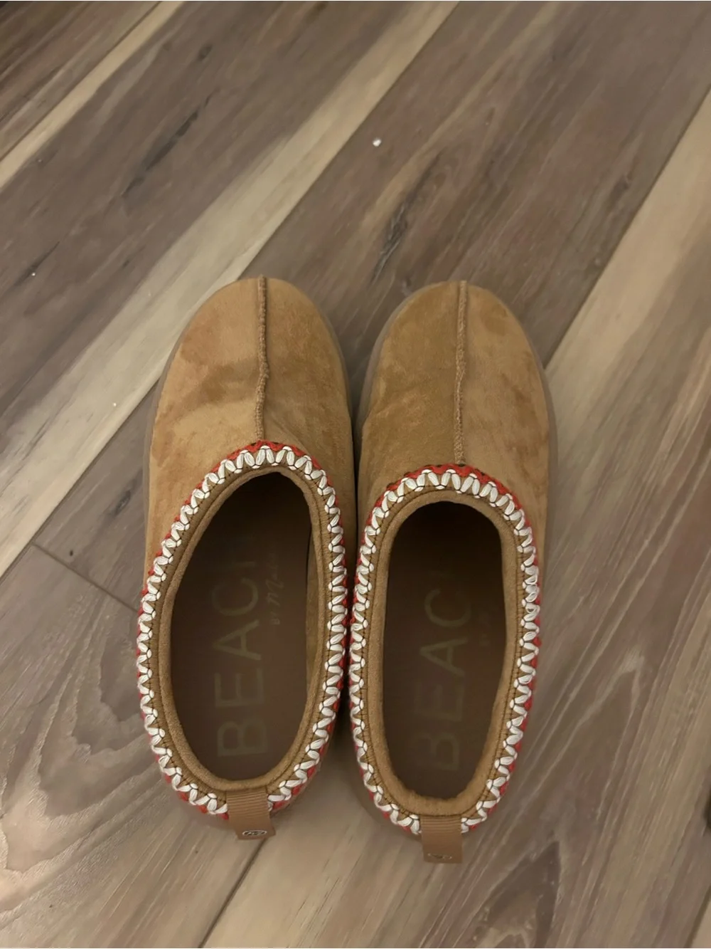 Altar'd State Tan Ankle Booties with Red & White Trim